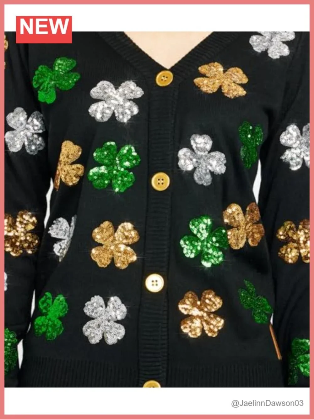 Tipsy Elves Women's Cardigan Sequin Clover St. Patrick's Day Sweater